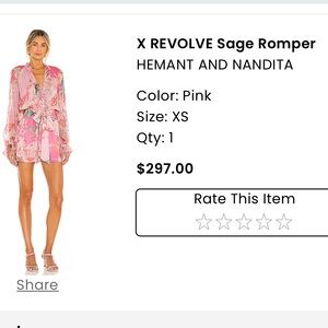 X REVOLVE Sage Romper
HEMANT AND NANDITA
Color: Pink
Size: XS